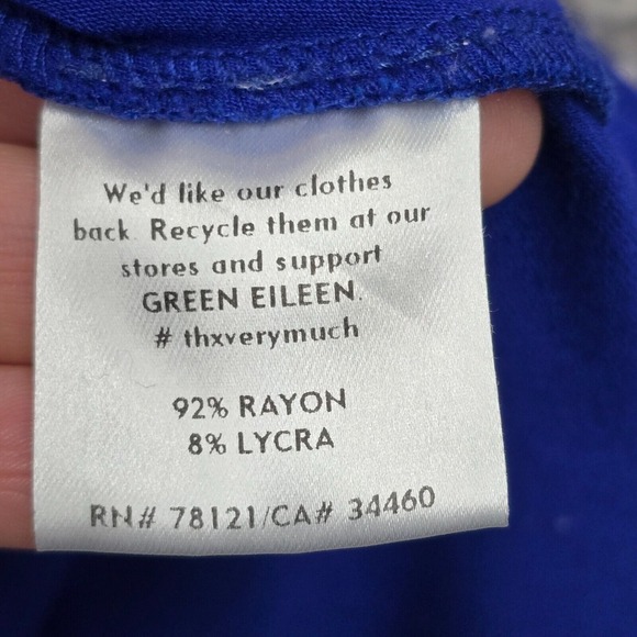 Eileen Fisher Midi Dress Women 1X Blue 3/4 Sleeve Pullover Stretch Asymmetrical - Picture 5 of 11